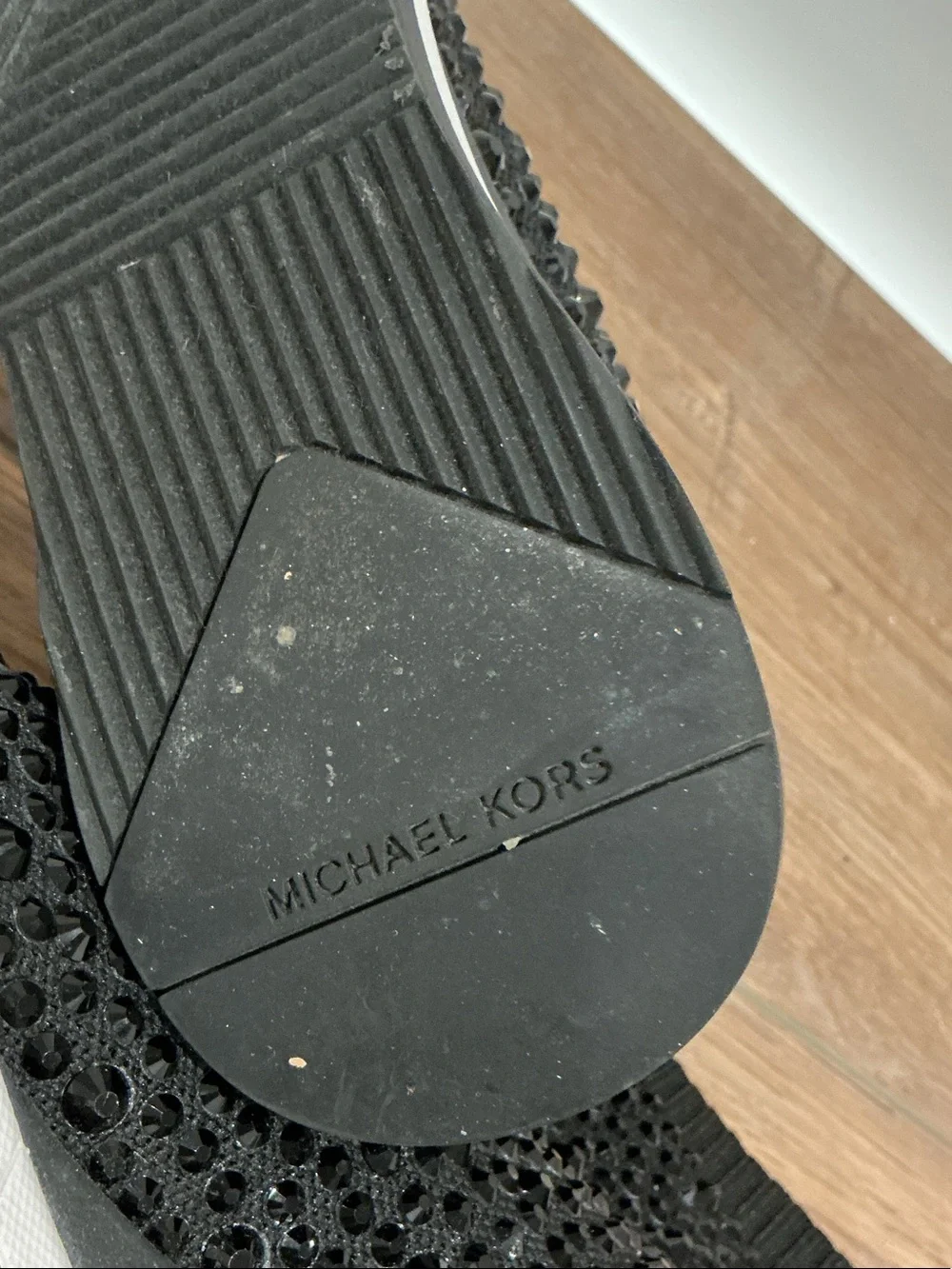 Michael Kors Skyler Wedge Stretch Knit Sock High Top Sneaker Black, Size 8